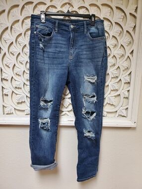 Judy Blue Skinny Fit Dark Distressed Stretch Denim Jeans JB82156MD Size 11/30
